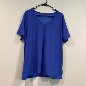 Green Goddess Solid Royal Blue V-Neck Soft Short Sleeve T-shirt - Size 3X